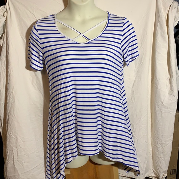 2 for $10 EUC Raisevern tunic size L, white with blue stripes - Picture 1 of 4